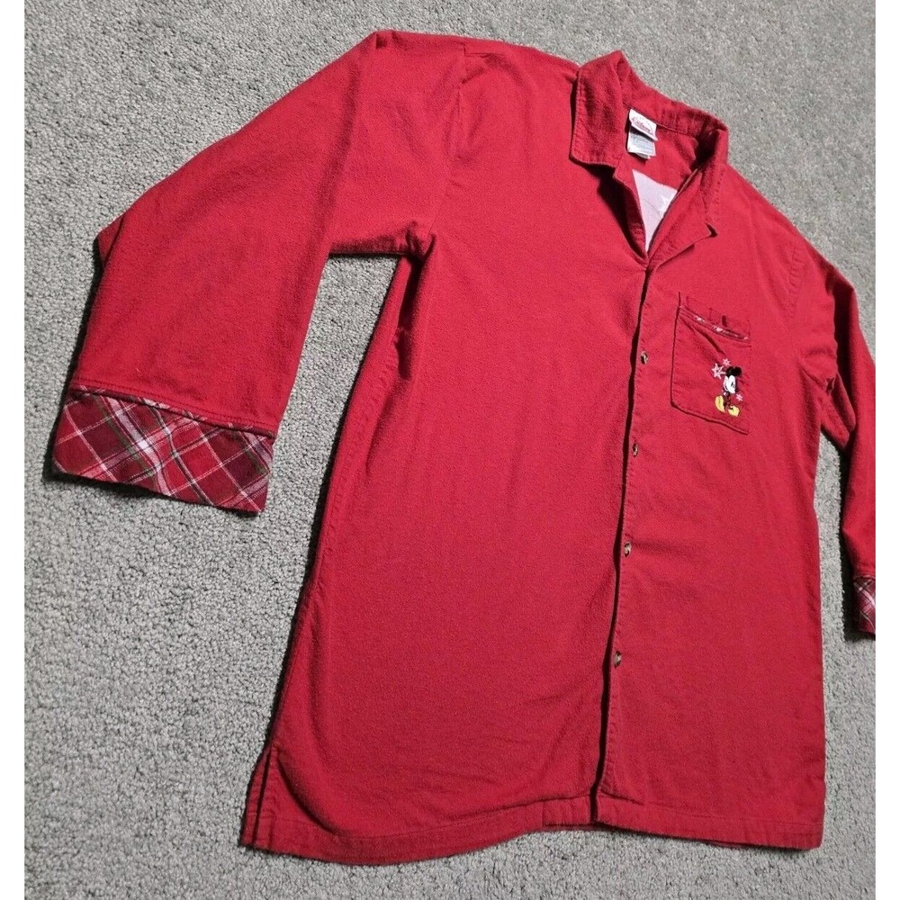 Vintage Mickey & Co. Size L Red Disney Mickey Mouse Button Up Pajama‎ Shirt Top - Picture 7 of 16